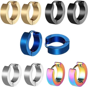 1 par de pendientes de aro de acero inoxidable piercings abragie para hombre mujer joyería punk - Imagen 1 de 22