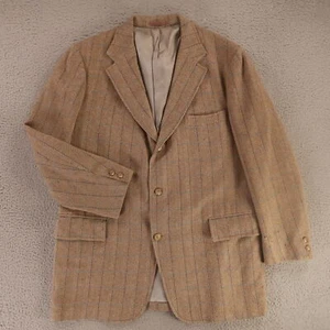 VTG J Press Jacket L Brown Windowpane Check 100% Wool Blazer USA 1960s 44L - Picture 1 of 21