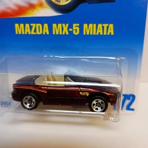 1991 Hot Wheels Mazda MX-5 Miata Burgandy #172 Vintage On Blue Card - Picture 1 of 5