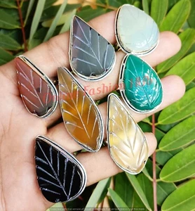 Onyx Carving Gemstone Adjustable Rings 925 Sterling Silver Plated  Wholesale Lot - Picture 1 of 4