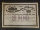 1870's New Haven, Middletown & Willimantic Railroad Co. $100 Bond. Uncirculated.