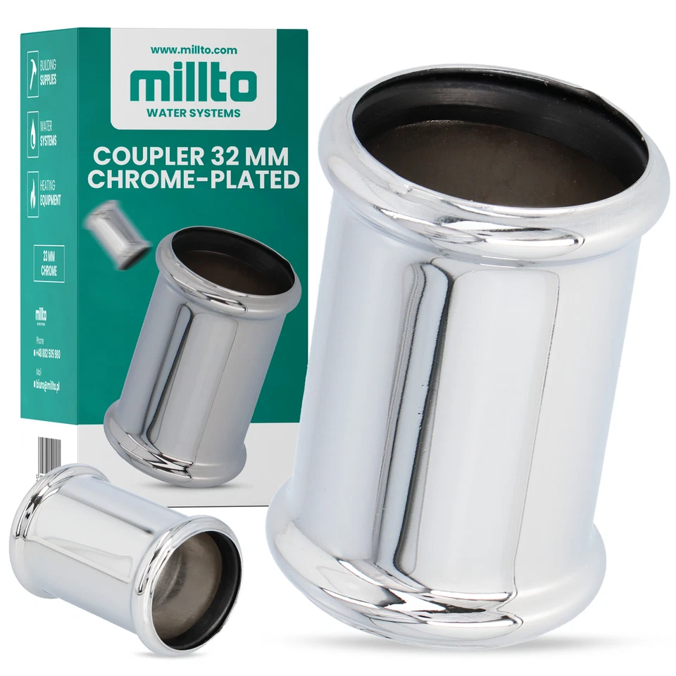 Millto™ Muffe Abwasserrohr Waschtisch-Ablaufgarnitur 32 mm Chrom Verbindung - Bild 1 von 4