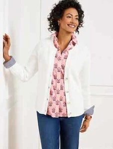 Shaker Stitch V-Neck Cardigan at Talbots, NWT $119, color WHITE - Picture 1 of 6
