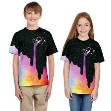 Teen Big Kids Girls Boys Summer 3D Print T-shirt Blouse Tops Casual Clothes