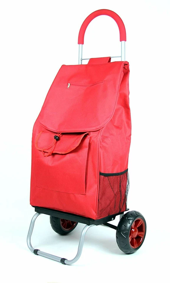 DBEST Products Trolley Dolly Red Shopping Grocery Foldable Cart