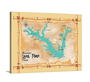 Lake Fork Map Minnesota 16 x 20 Fishing Baoting On Canvas, Poster or Framed - Picture 1 of 5