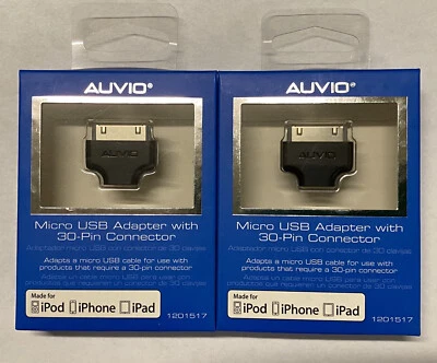 Lote de 2 adaptadores de conector Auvio Micro USB a 30 pines para iPod, iPhone, iPad. Foto 1 de 4