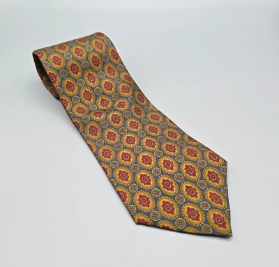Gap Neck Tie Mens Blue Yellow Red Medallion Silk USA Length 55" Width 3.75" - Image 1 of 4