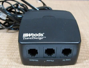 The Original Woods TravelSurge Dual Outlet Modem Fax Phone Computer - Picture 1 of 5