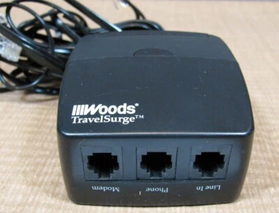 The Original Woods TravelSurge Dual Outlet Modem Fax Phone Computer - Image 1 of 4