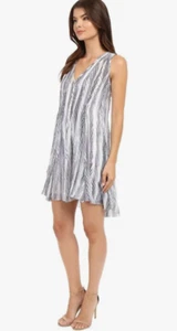 Shoshanna Ayanna Women's Chevron Leaves Dress Size 4 Silk Chiffon - Picture 1 of 14