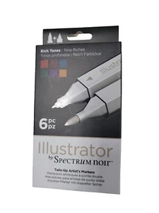 Spectrum noir Illustrator 6 Twin-tip Artist's Markers - Rich Tones - Picture 1 of 2