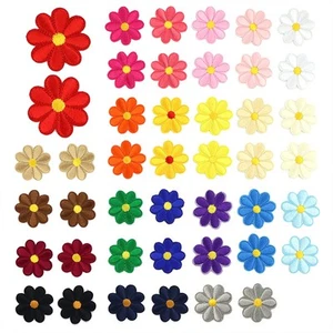 44 Pcs Flower Iron On Patches Sew On Embroidered Applique Patches for Bags - Picture 1 of 6