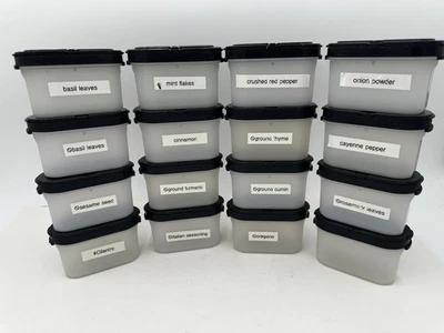 Spice Containers Tupperware Modular Mates Set Of 16 Shakers Black Holiday Baking - Image 1 of 4
