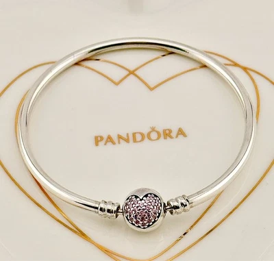 EDICIÓN LIMITADA Pandora Rosa Pave Momentos Brazalete Círculo de Amor 590716PCZ-17cm Foto 1 de 4