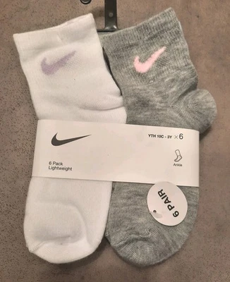Meias de tornozelo Nike para meninas jovens tamanho XS 10C-3Y pacote com 6 pastel novas com etiquetas - Imagem 1 de 4