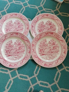4 piatti vintage Royal Ironstone rosso transferware memory lane 10" - Foto 1 di 4