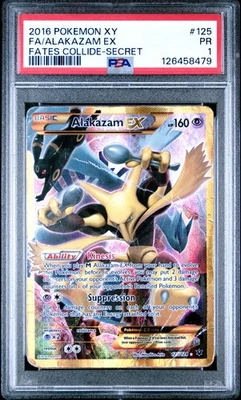 2016 POKEMON XY FATES COLLIDE SECRET #125 FULL ART/ALAKAZAM EX PSA 1 - Image 1 of 2