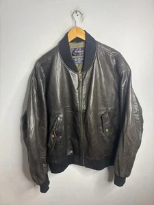 Faconnable Leather Jacket Mens XL Bomber Zip Up France Cotton Lined Made in Fran - Picture 1 of 7