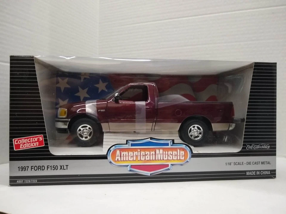 Ertl #7223 American Muscle 1997 Ford F150 XLT 1/18 Sc Diecast Dark Toreador rojo Foto 1 de 1