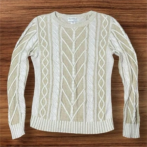 Northstyle Damen M offener Zopfmuster Pullover Pulli creme 2-farbig natur - Bild 1 von 7