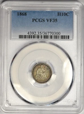1868 SEATED HALF DIME ~ PCGS VF35 ~ NICE AND ORIGINAL! - Image 1 of 4