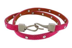 Pulsera Zeckos Cuero Fucsia Pitón Triple Envoltura Estrás - Imagen 1 de 3