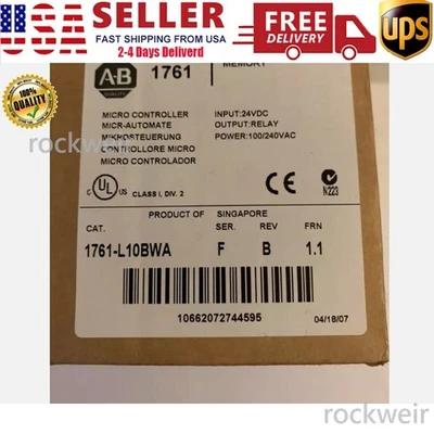 New Sealed AB 1761-L10BWA MICROLOGIX 1000 Controller 1761L10BWA US Free Tax - Image 1 of 2