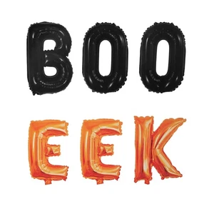BOO EEK Orange Black Balloons Halloween Supplies Mylar Arch Birthday Party Decor - Picture 1 of 4