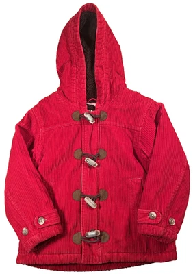 Casaco com capuz Hanna Andersson veludo vermelho tamanho 110 (EUA 5) falso forrado Sherpa - Imagem 1 de 4