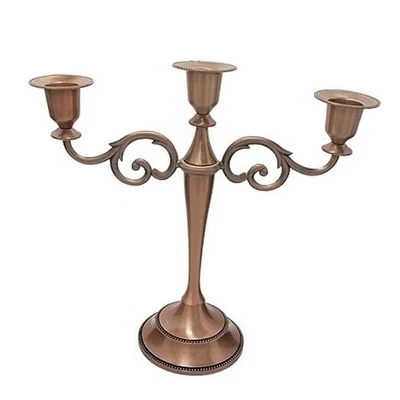 3 Candle Metal Candelabra – Candlesticks Holder for Formal Events, 3arm Copper - Image 1 of 4