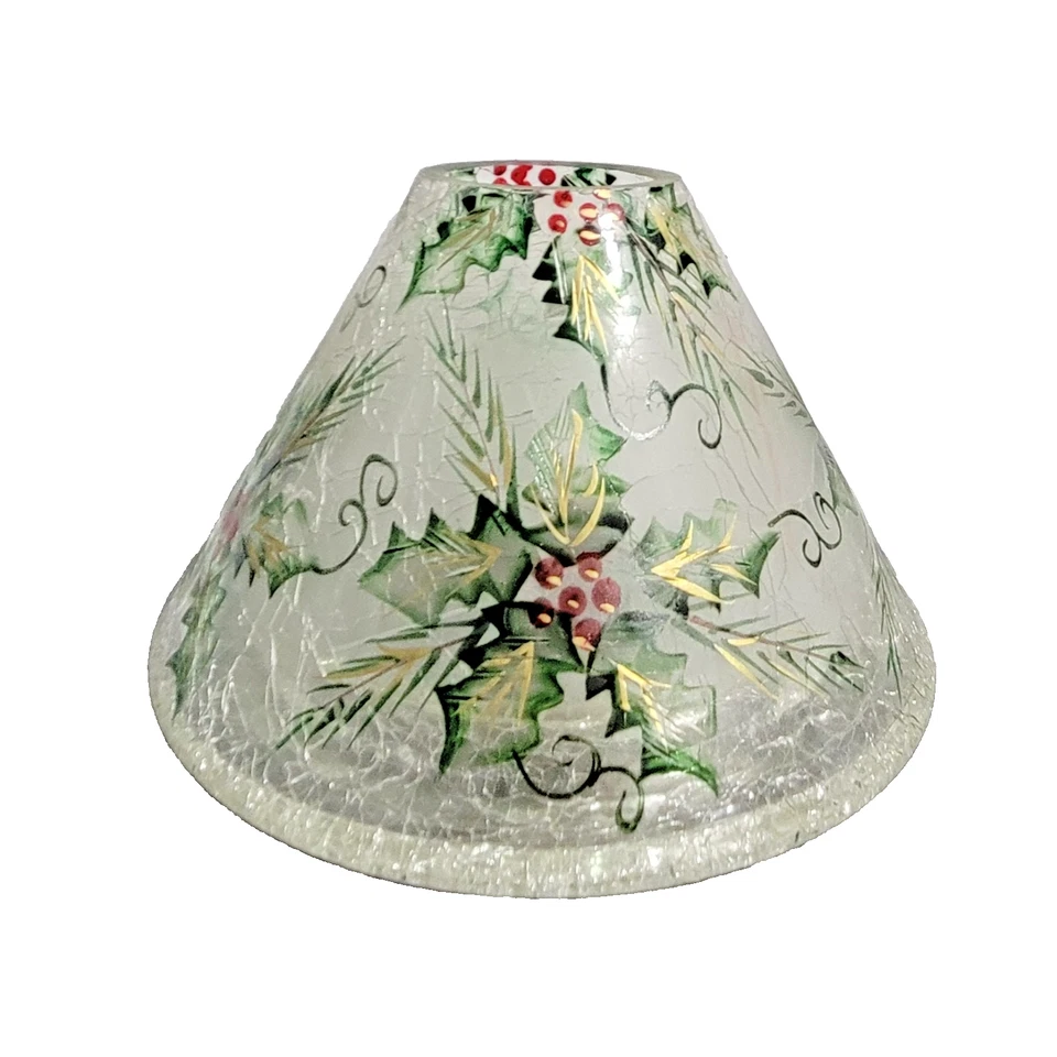 Yankee Candle Holly Berry Crackle Vidrio Sombra Topper Navidad Vacaciones Accesorio Foto 1 de 4