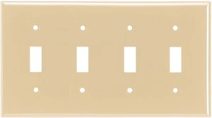 Toggle Switch 4-Gang Wall Plate Cover Ivory Standard Size Lexan Plastic - Picture 1 of 1