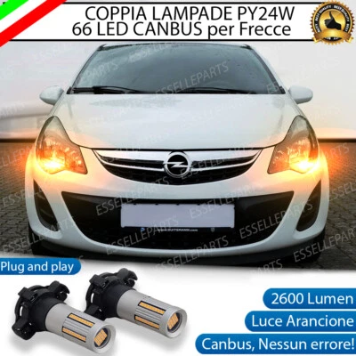 COPPIA LAMPADE PY24W LED CANBUS 66 LED OPEL CORSA D RESTYLIG FRECCE ANTERIORI - Immagine 1 di 4