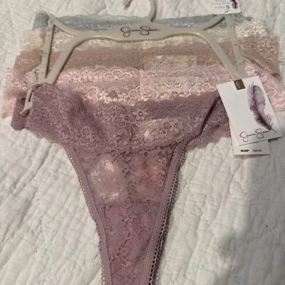 Jessica Simpson Mujer Tanga Ropa Interior Bragas 5 Pares Encaje Lencería Mediana Foto 1 de 4