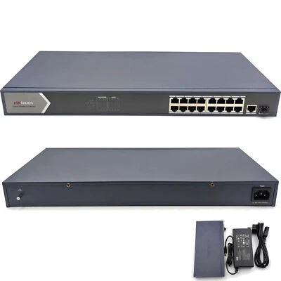 Hikvision 16 Port 6 KV 1000 Mbps SFP Gigabit Unmanaged POE Switch, Plug And Play - Image 1 of 4
