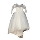  Weißes Blumenmädchen junge Dame Kleid Kleid Hochzeit Größe 58x56 neu mit Etikett Neu mit Etikett