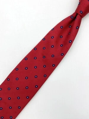 Charles Tyrwhitt mans Tie 58" X 3 1/2" Silk Red Blue Floral Dot Made in UK - Image 1 of 4