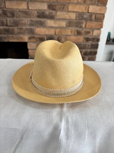 GENUINE PANAMA Vintage ACE HY Straw Fedora Hat Small Size USA Made Chatsworth CA - Picture 1 of 16