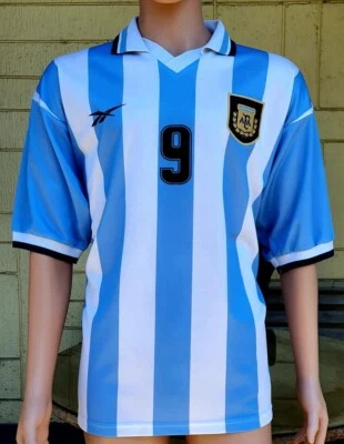 CAMISETA LOCAL ARGENTINA 1999 COPA AMÉRICA GABRIEL BATISTUTA 9 REEBOK L Foto 1 de 4
