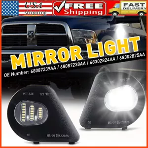 LED Side Mirror Puddle Lights For Dodge Ram 10-19 1500 2500 3500 4500 5500 Truck - Picture 1 of 12