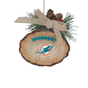 Miami Dolphins Ball Stump Tree Ornament NFL Football Forever Collectibles - Picture 1 of 1