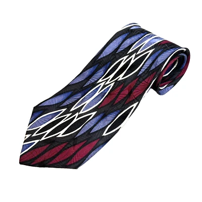 Charleston Tie Rack 100% Silk Black Blue Red Modern Length 58” Width 3-7/8” - Image 1 of 4