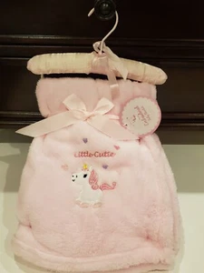 Little Cutie Unicorn Baby Blanket Fleece Pink Nwt - Picture 1 of 3