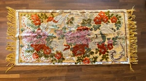 Silk Velvet Cotton Floral Angel Tapestry, Sofa Cover, Tablecloth, Red Gold White - Picture 1 of 4