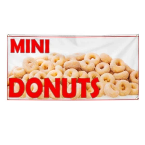 Vinyl Banner Multiple Sizes Mini Donuts Restaurant Food Bar Restaurant & Food - Picture 1 of 7
