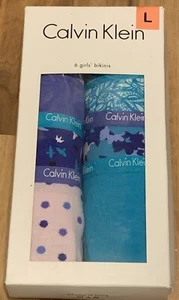 CK Calvin Klein (Sz L) Girls' 6pk Underwear Cotton Stretch Bikini Turquoise/Purp - Picture 1 of 9