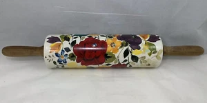 THE PIONEER WOMAN White “TIMELESS FLORAL” Fall Autumn Harvest Rolling Pin - Picture 1 of 9