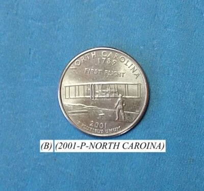 2001-P- NORTH CAROLINA STATE QUARTER FROM  US MINT ROLL C- NGC PRICE CHARTS  (B) - Image 1 of 4