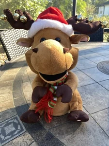 Rare Gemmy Animated Singing Moose 12” 'Holly Jolly Christmas' WORKS GREAT! - Picture 1 of 8